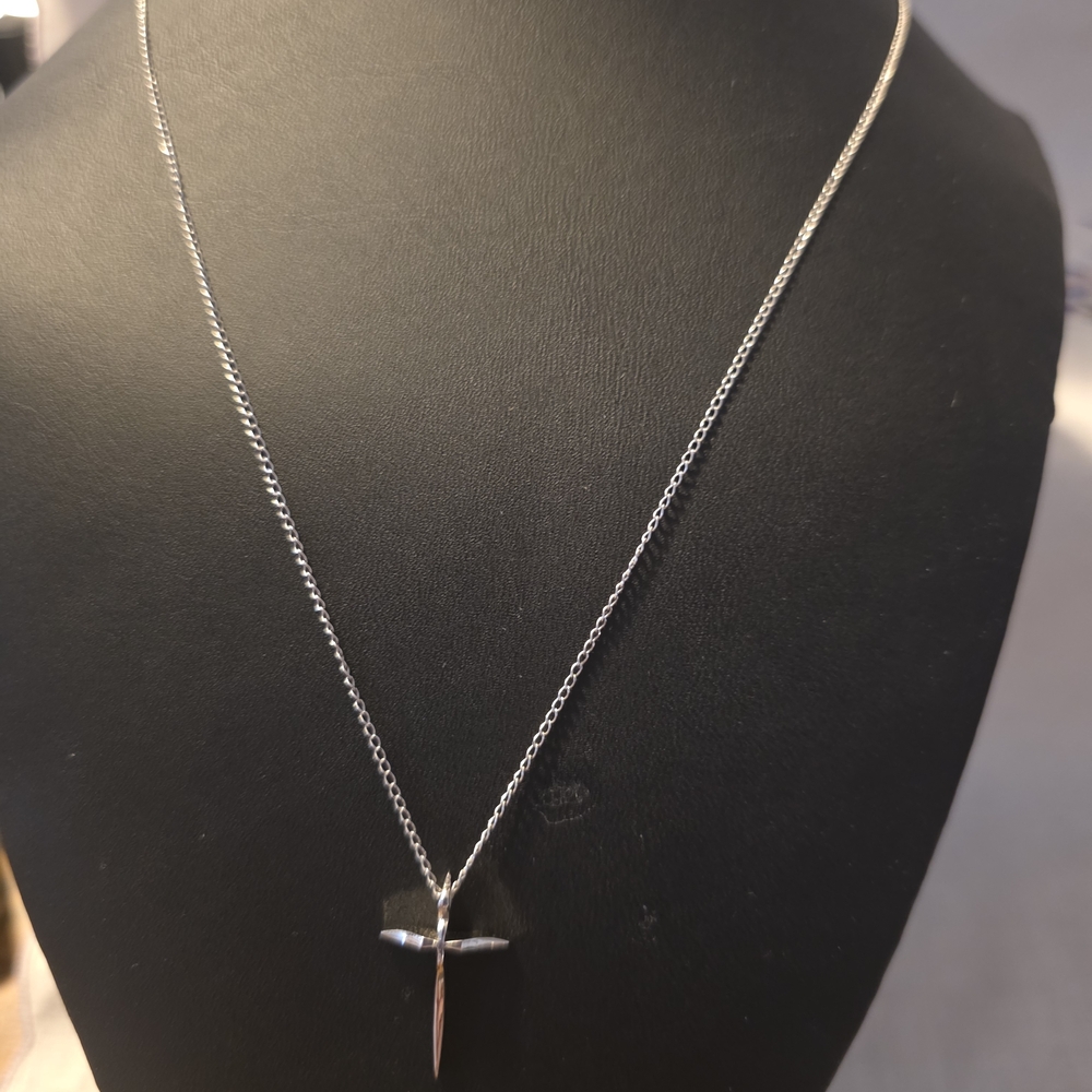 Vintage Sterling Silver Cross Necklace by Marvel. 